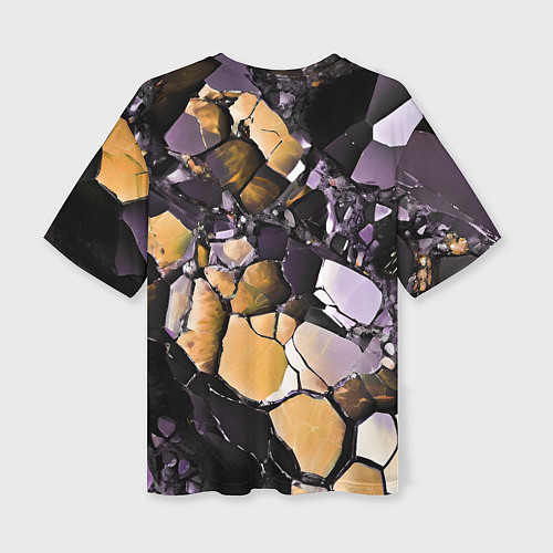 Женская футболка оверсайз Чёрно-жёлтый камень / 3D-принт – фото 2