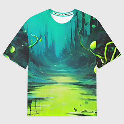 Футболка оверсайз женская Зелёная кислотная абстракция, цвет: 3D-принт