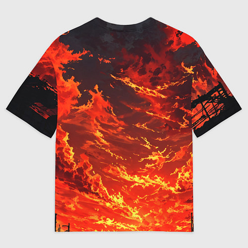 Женская футболка оверсайз Багровый огненный закат / 3D-принт – фото 2
