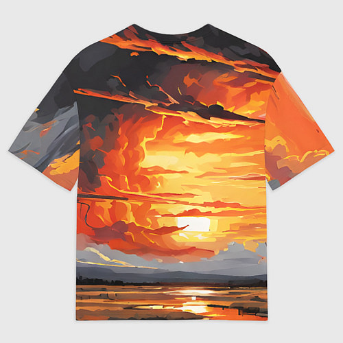 Женская футболка оверсайз Багровый закат / 3D-принт – фото 2