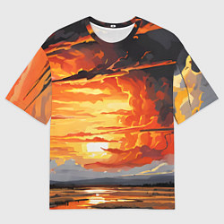 Футболка оверсайз женская Багровый закат, цвет: 3D-принт