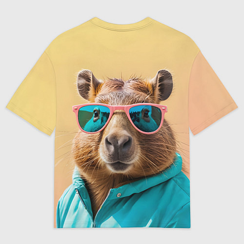 Женская футболка оверсайз Модная капибара в отпуске / 3D-принт – фото 2