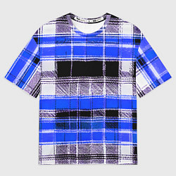 Футболка оверсайз женская Белые полосы на чёрно-синем фоне, цвет: 3D-принт