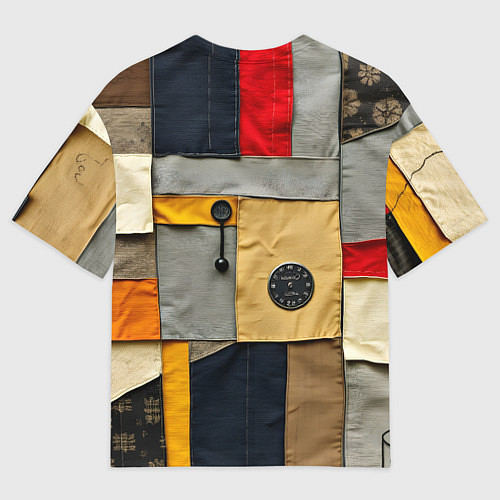 Женская футболка оверсайз Ретро пэчворк / 3D-принт – фото 2