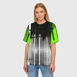 Футболка оверсайз женская Зелёно-чёрный гранж на белом фоне, цвет: 3D-принт — фото 2
