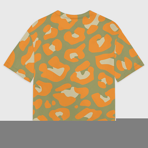 Женская футболка оверсайз Рыже-зеленый леопардовый / 3D-принт – фото 2