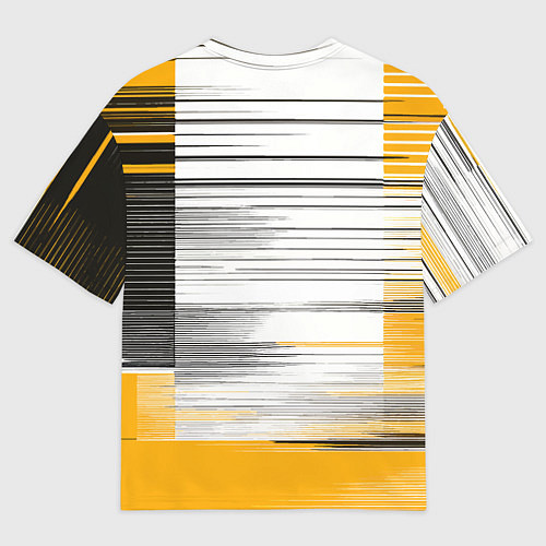 Женская футболка оверсайз Чёрные вертикальные полосы на жёлто-белом фоне / 3D-принт – фото 2