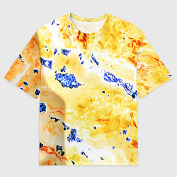 Футболка оверсайз женская Сине-золотая абстракция, цвет: 3D-принт