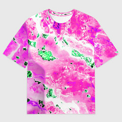Футболка оверсайз женская Розово-зелёная абстракция, цвет: 3D-принт