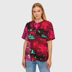 Футболка оверсайз женская Абстракция красно-голубая, цвет: 3D-принт — фото 2