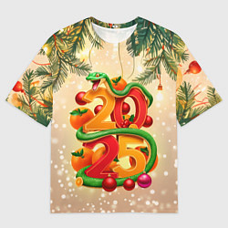 Женская футболка оверсайз Веселая змея 2025