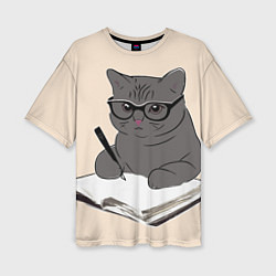 Футболка оверсайз женская Психолог кот, цвет: 3D-принт