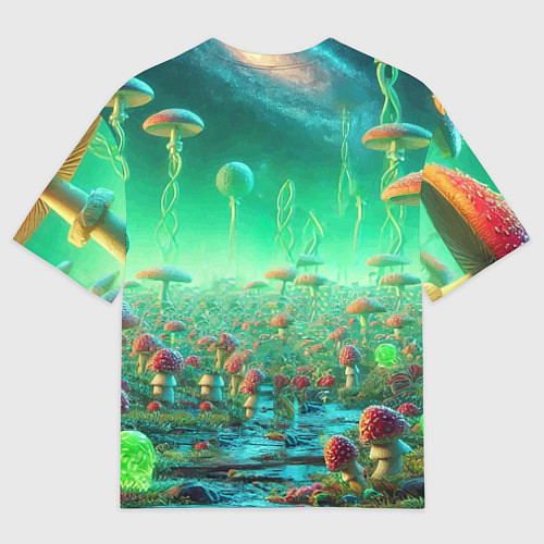 Женская футболка оверсайз Рик и Морти изучают планету мухоморов - нейроарт ф / 3D-принт – фото 2