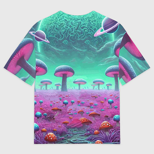 Женская футболка оверсайз Рик и Морту на сказочной грибной планете - нейроар / 3D-принт – фото 2