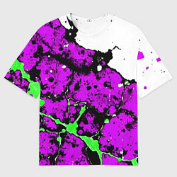 Футболка оверсайз женская Зелёно-розовая абстракция на белом фоне, цвет: 3D-принт