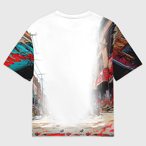 Женская футболка оверсайз BMX трюки в городе / 3D-принт – фото 2