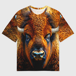 Футболка оверсайз женская Голова бизона, цвет: 3D-принт