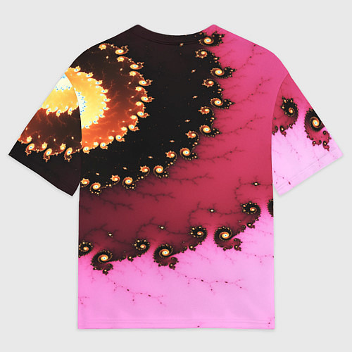 Женская футболка оверсайз Фрактал узор розовый / 3D-принт – фото 2