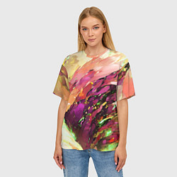 Футболка оверсайз женская Красно-жёлтая абстракция, цвет: 3D-принт — фото 2