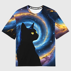 Футболка оверсайз женская Кот на фоне космоса, цвет: 3D-принт