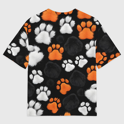 Женская футболка оверсайз Мохнатые лапки / 3D-принт – фото 2