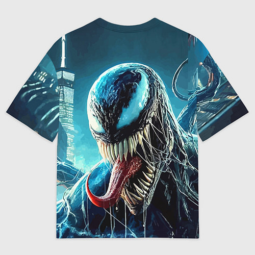Женская футболка оверсайз Venom in metropolis - ai art neon fantasy / 3D-принт – фото 2