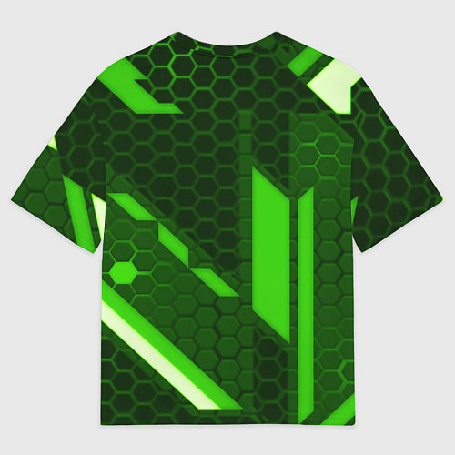 Женская футболка оверсайз Doom geometry green / 3D-принт – фото 2