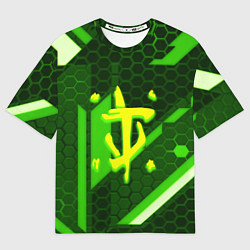 Женская футболка оверсайз Doom geometry green