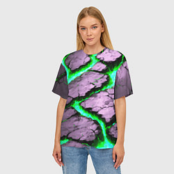 Футболка оверсайз женская Треснувший камень зелёный, цвет: 3D-принт — фото 2