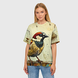 Футболка оверсайз женская Воробушек, цвет: 3D-принт — фото 2