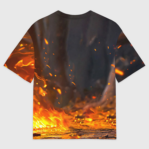 Женская футболка оверсайз Утенок в огне / 3D-принт – фото 2