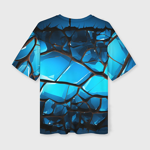 Женская футболка оверсайз Синяя текстура объемных плит / 3D-принт – фото 2