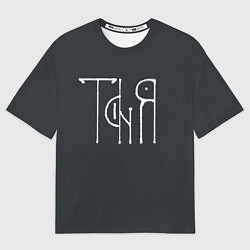 Женская футболка оверсайз Таня - белая надпись вязью