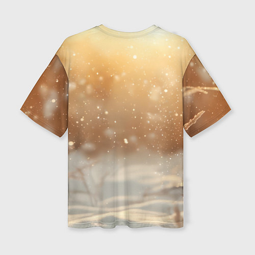 Женская футболка оверсайз Лисица в снежном лесу / 3D-принт – фото 2