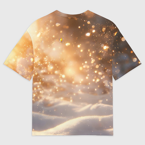 Женская футболка оверсайз Рыжая лисичка в снежном лесу / 3D-принт – фото 2