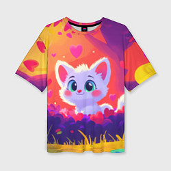 Женская футболка оверсайз Влюбленный милый песец