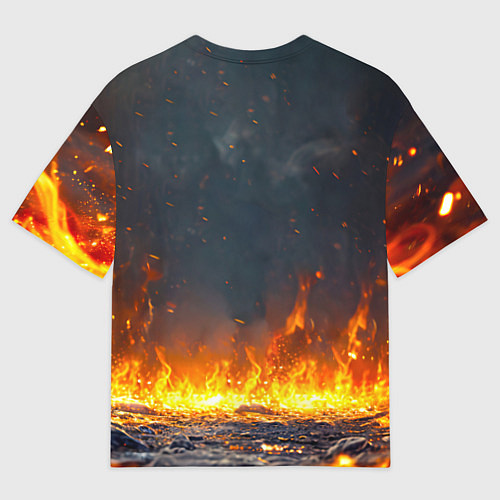 Женская футболка оверсайз Пингвин в огне / 3D-принт – фото 2