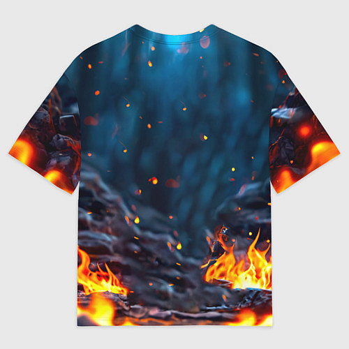Женская футболка оверсайз Песец в огне / 3D-принт – фото 2