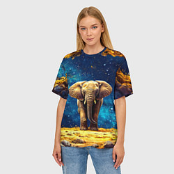 Футболка оверсайз женская Слон и космическое небо, цвет: 3D-принт — фото 2