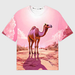 Футболка оверсайз женская Верблюд в розовой пустыне, цвет: 3D-принт