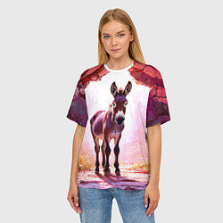 Футболка оверсайз женская Осел в розовом свете, цвет: 3D-принт — фото 2