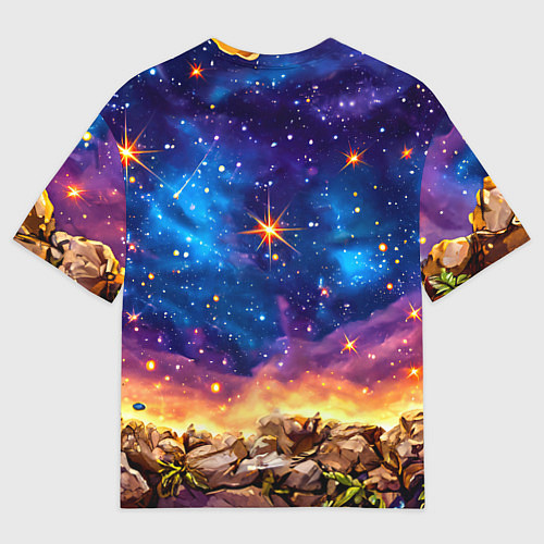 Женская футболка оверсайз Ленивец и звездное небо / 3D-принт – фото 2