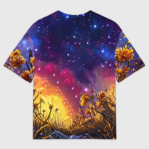 Женская футболка оверсайз Песец в звездную ночь / 3D-принт – фото 2