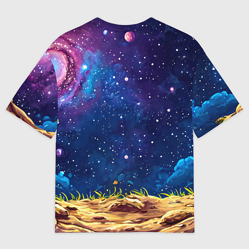 Женская футболка оверсайз Ежик и звездное небо / 3D-принт – фото 2
