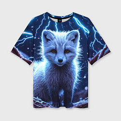 Женская футболка оверсайз Песец в разрядах молний