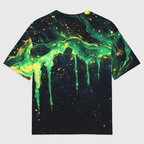 Женская футболка оверсайз Зеленая кислота / 3D-принт – фото 2