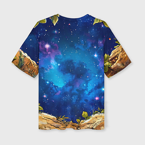Женская футболка оверсайз Обезьянка в звездную ночь / 3D-принт – фото 2
