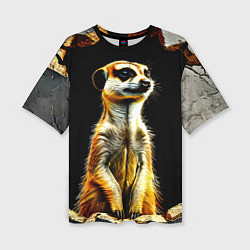 Женская футболка оверсайз Сурикат на черном