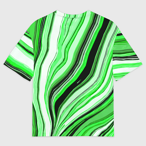 Женская футболка оверсайз Волнистые вертикальные чёрно-зелёные полосы / 3D-принт – фото 2