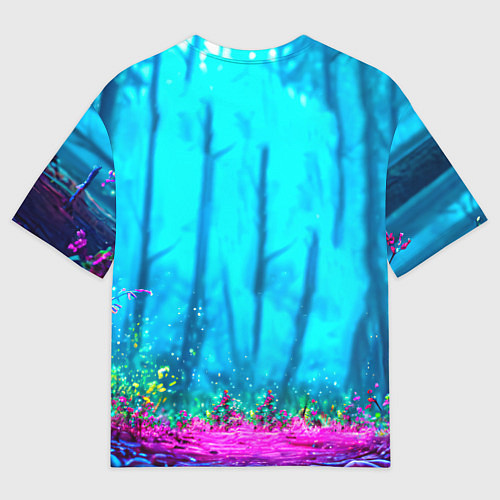 Женская футболка оверсайз Лось в сереневом свете / 3D-принт – фото 2